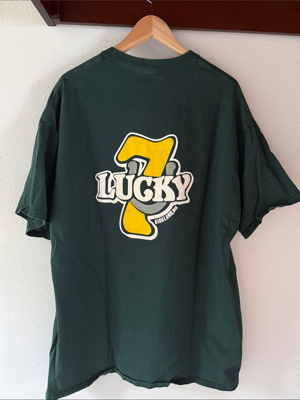 Port and Company Dark Green Lucky 7 Bar Kirkland Washington Graphic Tee, XXL